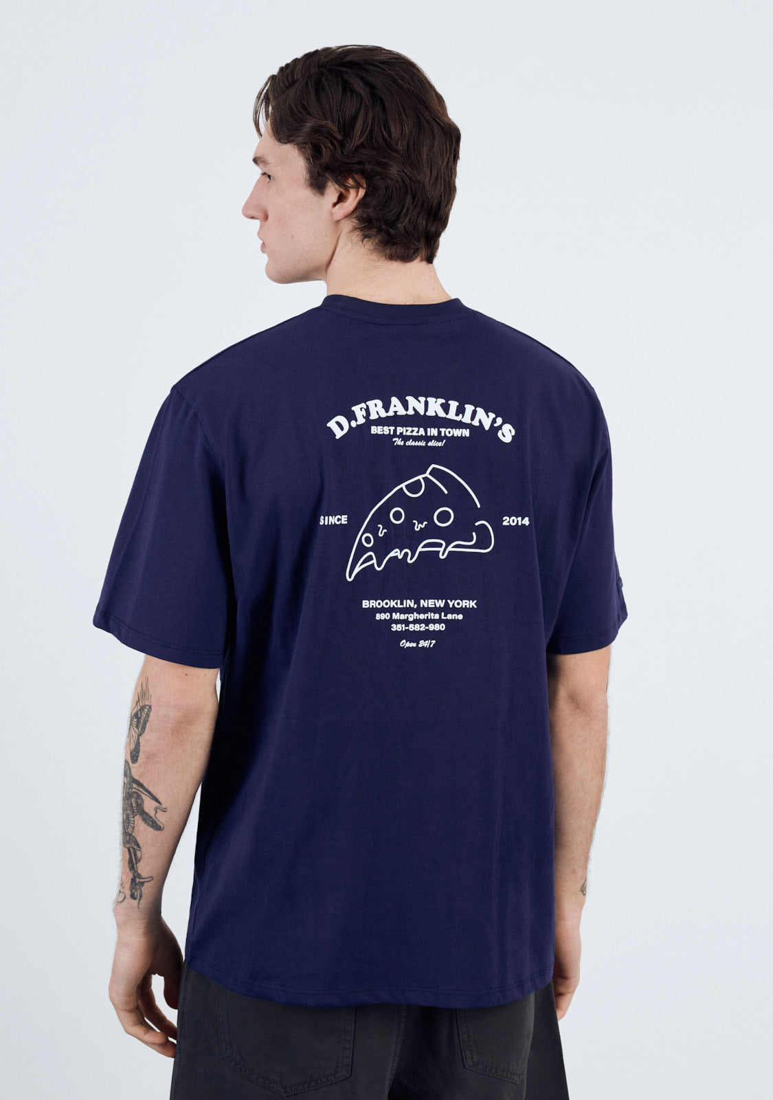 Best Pizza T-Shirt Navy / White
