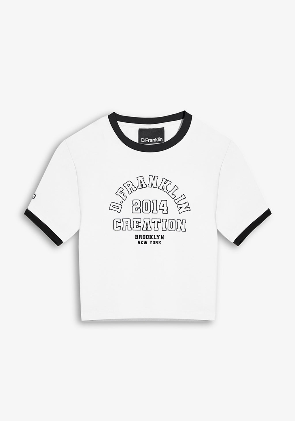 Contrast Ribbed Cropped T-Shirt White