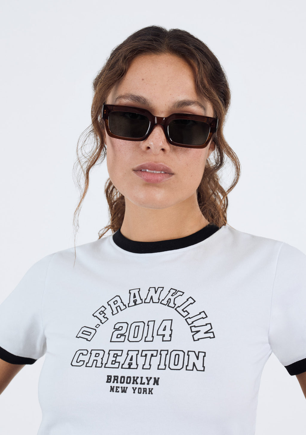 Contrast Ribbed Cropped T-Shirt White